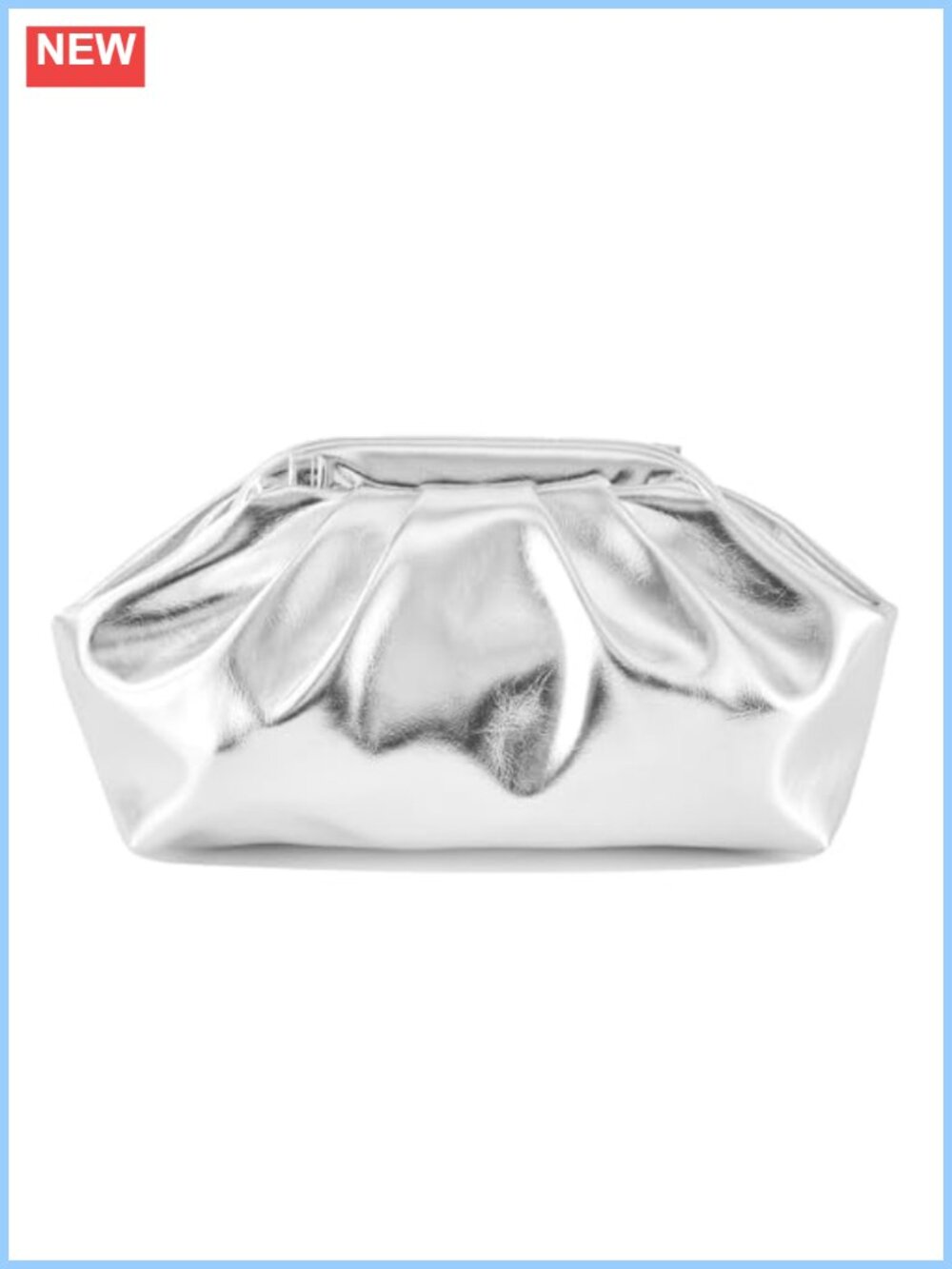 Pleated Metallic Vegan PU Evening Clutch Purse Cloud Shoulder Bag